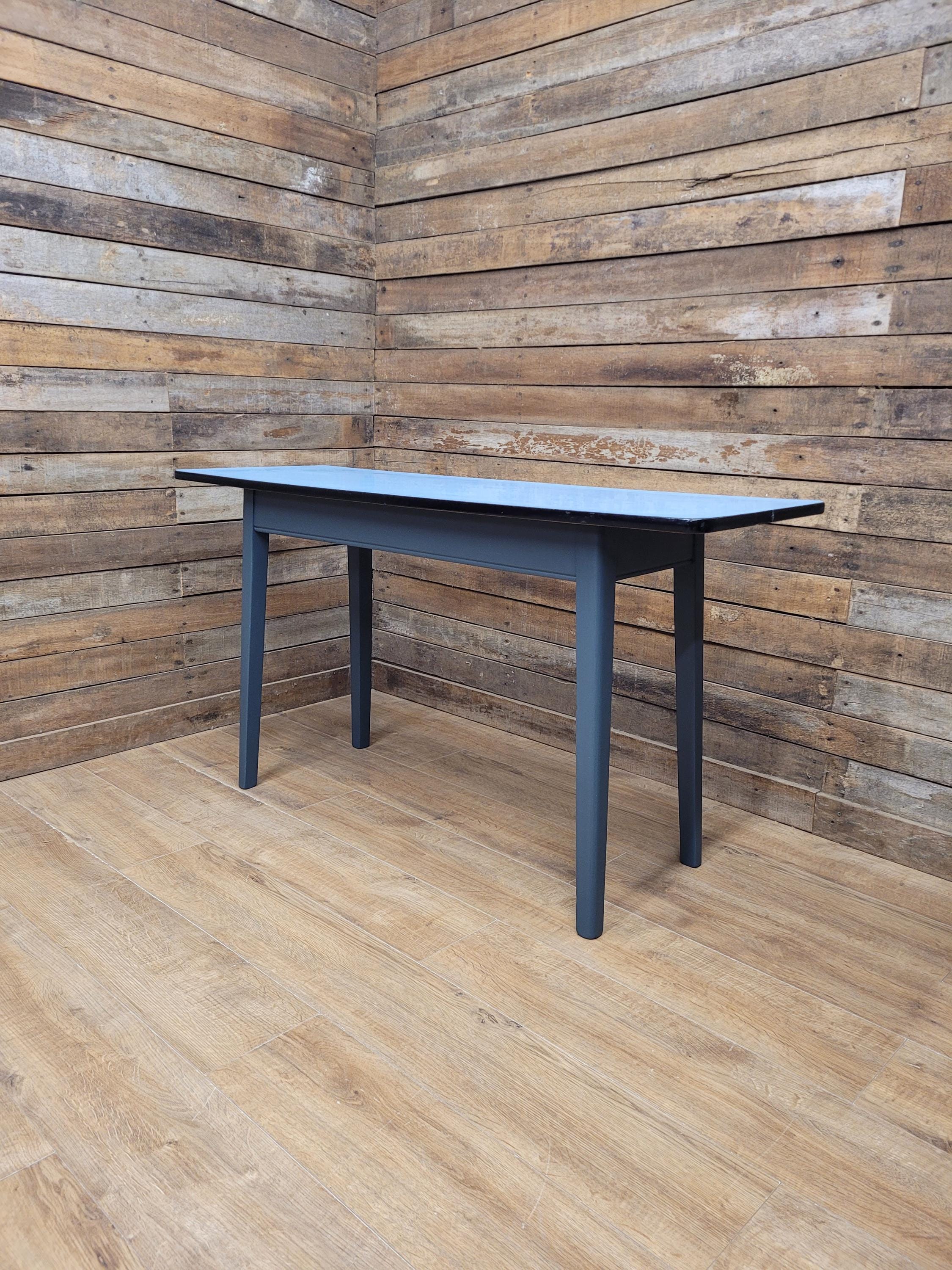 Vintage Side Table Formica Top 1960s Blue Retro Tapered Legs Small Desk