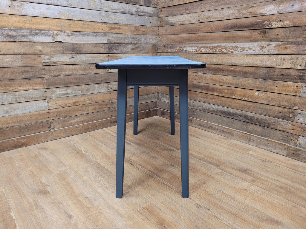 Vintage Side Table Formica Top 1960s Blue Retro Tapered Legs Small Desk