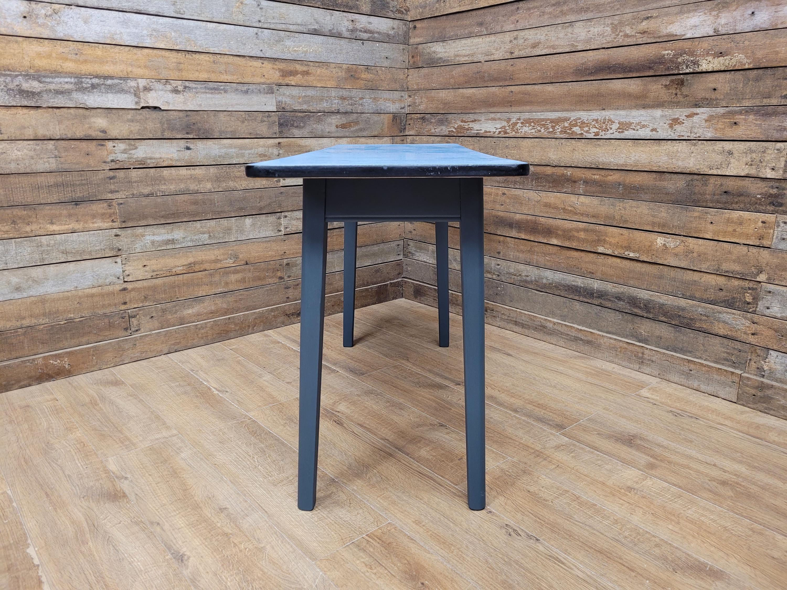 Vintage Side Table Formica Top 1960s Blue Retro Tapered Legs Small Desk