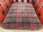 Oxblood Red Chesterfield Wingback Armchair Leather Vintage Tartan Cushion #2
