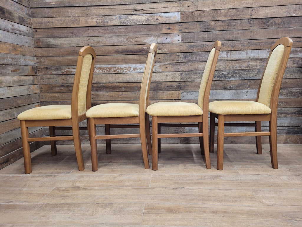 HJ Berry Teak Dining Chairs Upholstered Mid Century Set Four Retro Chic