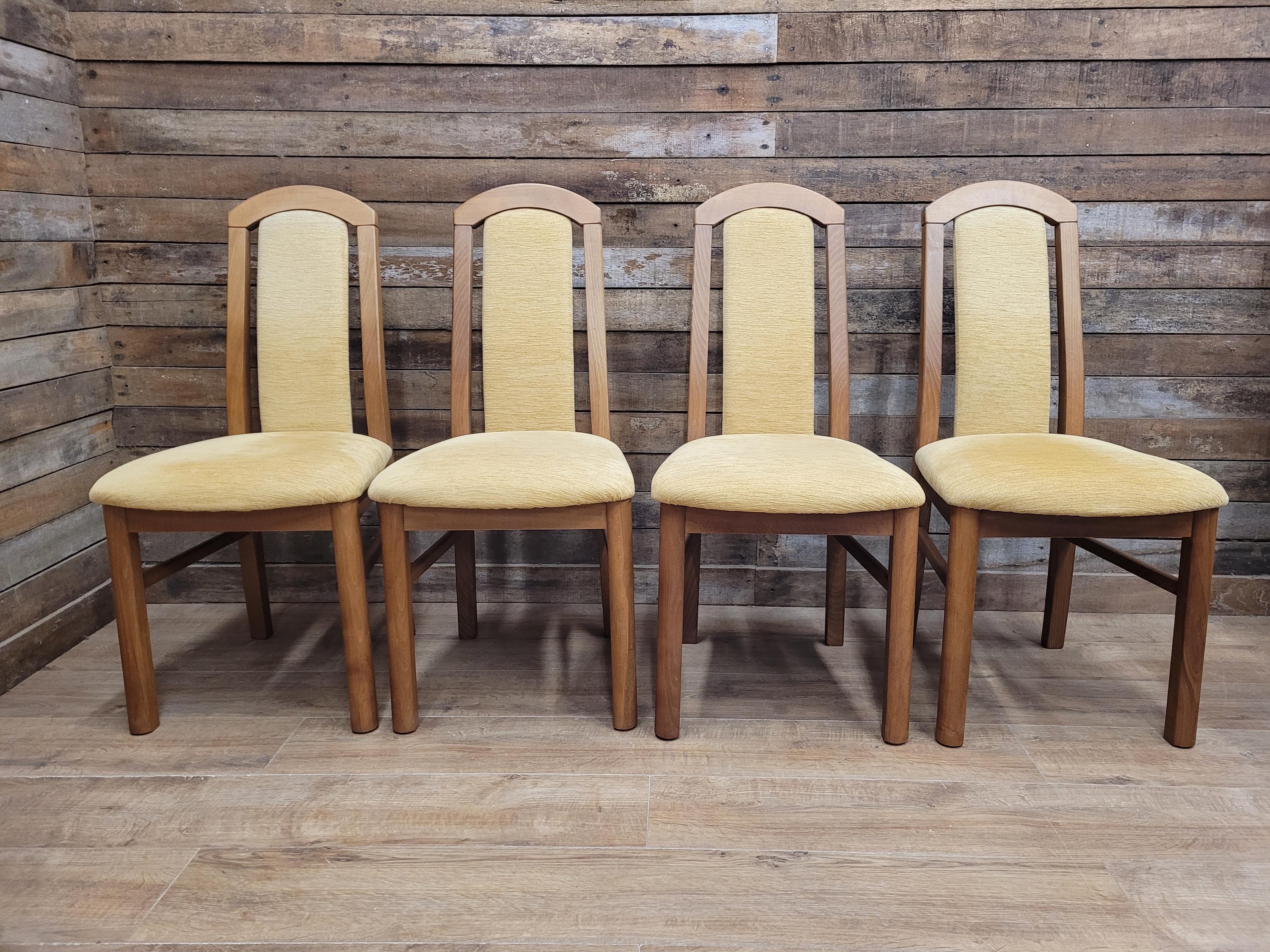 HJ Berry Teak Dining Chairs Upholstered Mid Century Set Four Retro Chic
