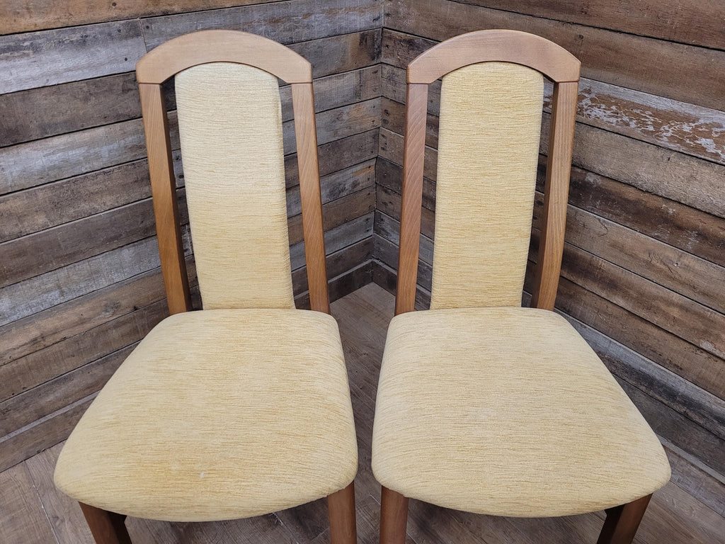 HJ Berry Teak Dining Chairs Upholstered Mid Century Set Four Retro Chic