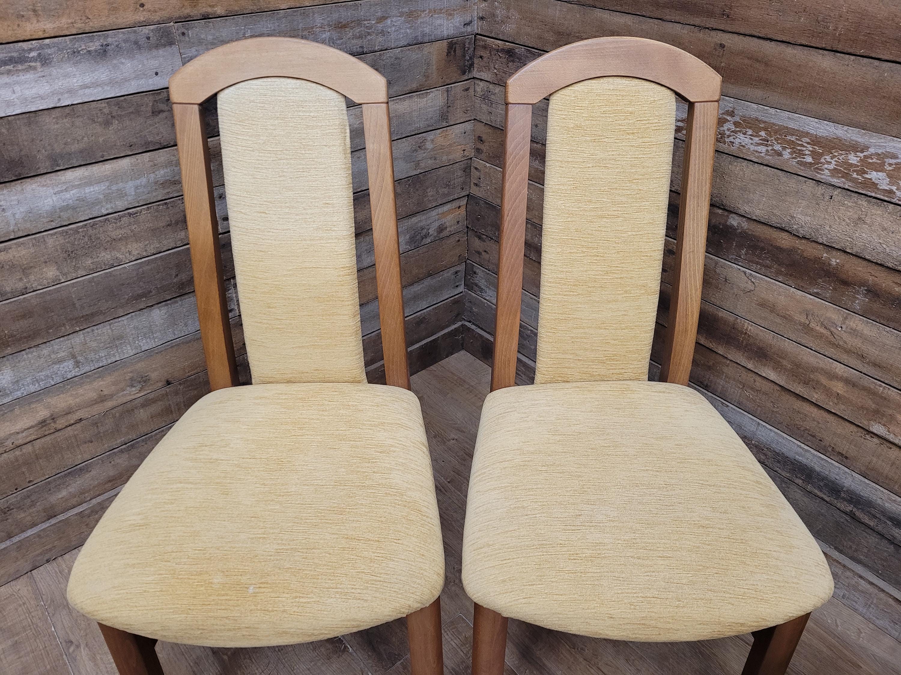 HJ Berry Teak Dining Chairs Upholstered Mid Century Set Four Retro Chic