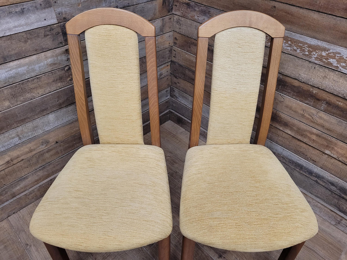 HJ Berry Teak Dining Chairs Upholstered Mid Century Set Four Retro Chic
