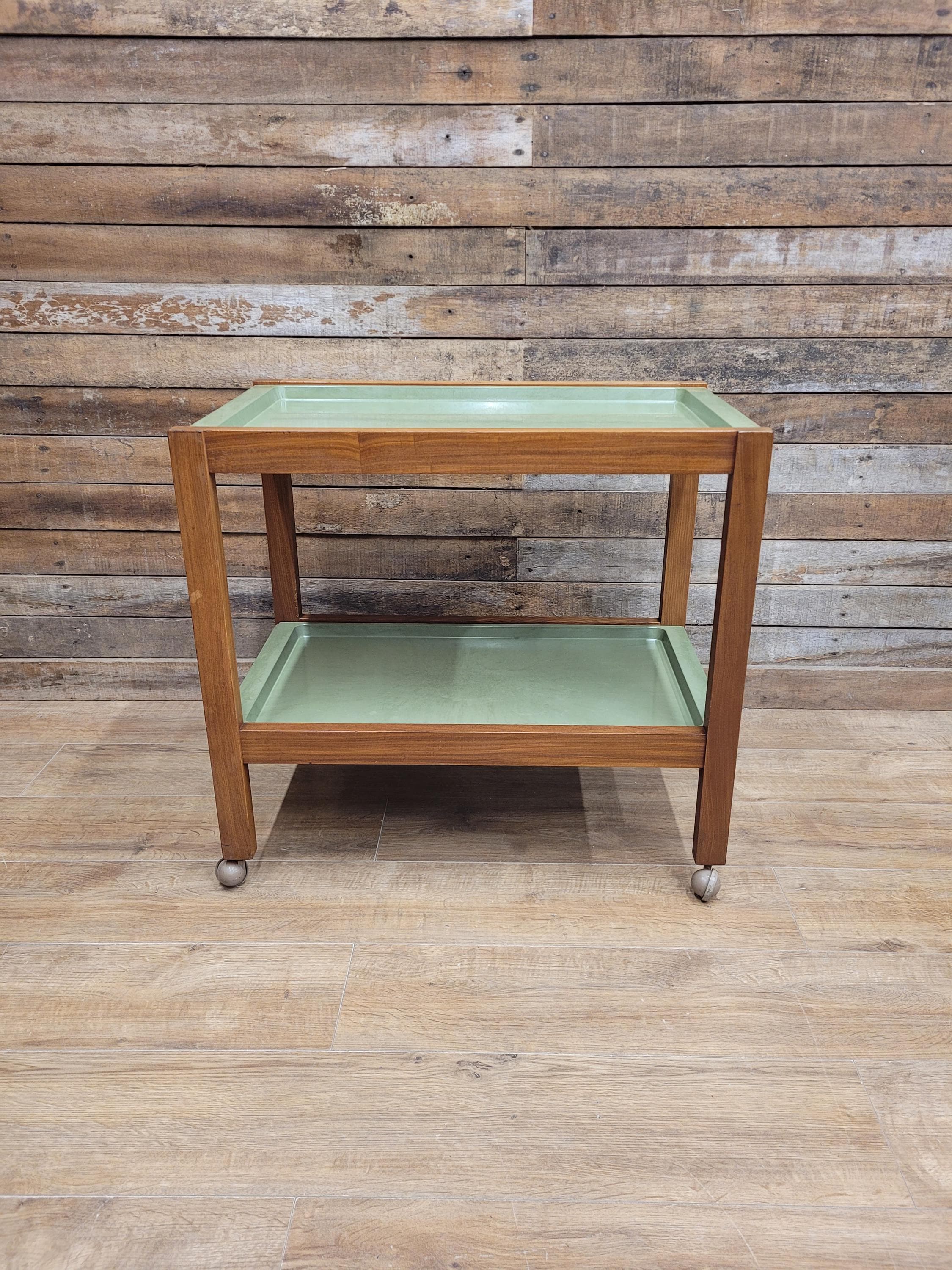 Teak Drinks Trolley Military Marked Mid Century Bar Cart Cocktail Trolley