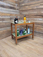 Teak Drinks Trolley Military Marked Mid Century Bar Cart Cocktail Trolley