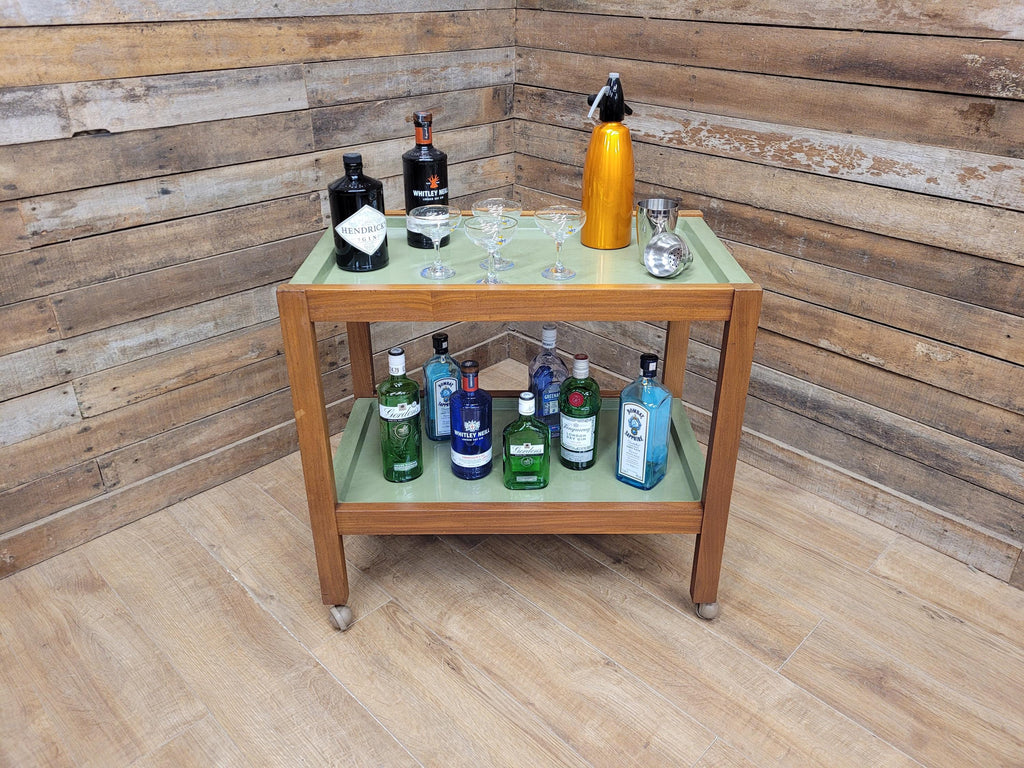 Teak Drinks Trolley Military Marked Mid Century Bar Cart Cocktail Trolley