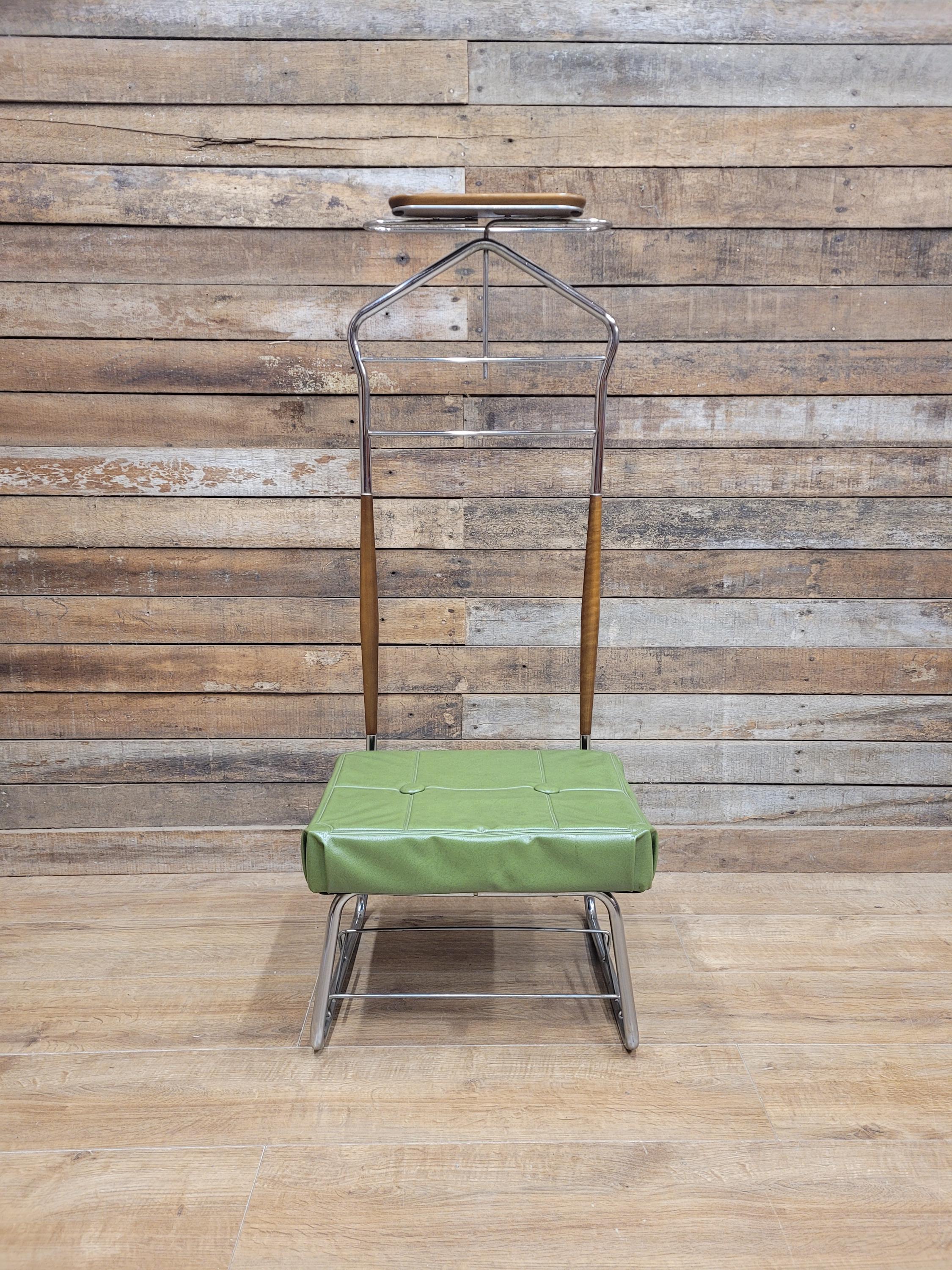 Teak Valet Mens Butler Clothes Stand Vintage Mid Century With Stool Retro Chic