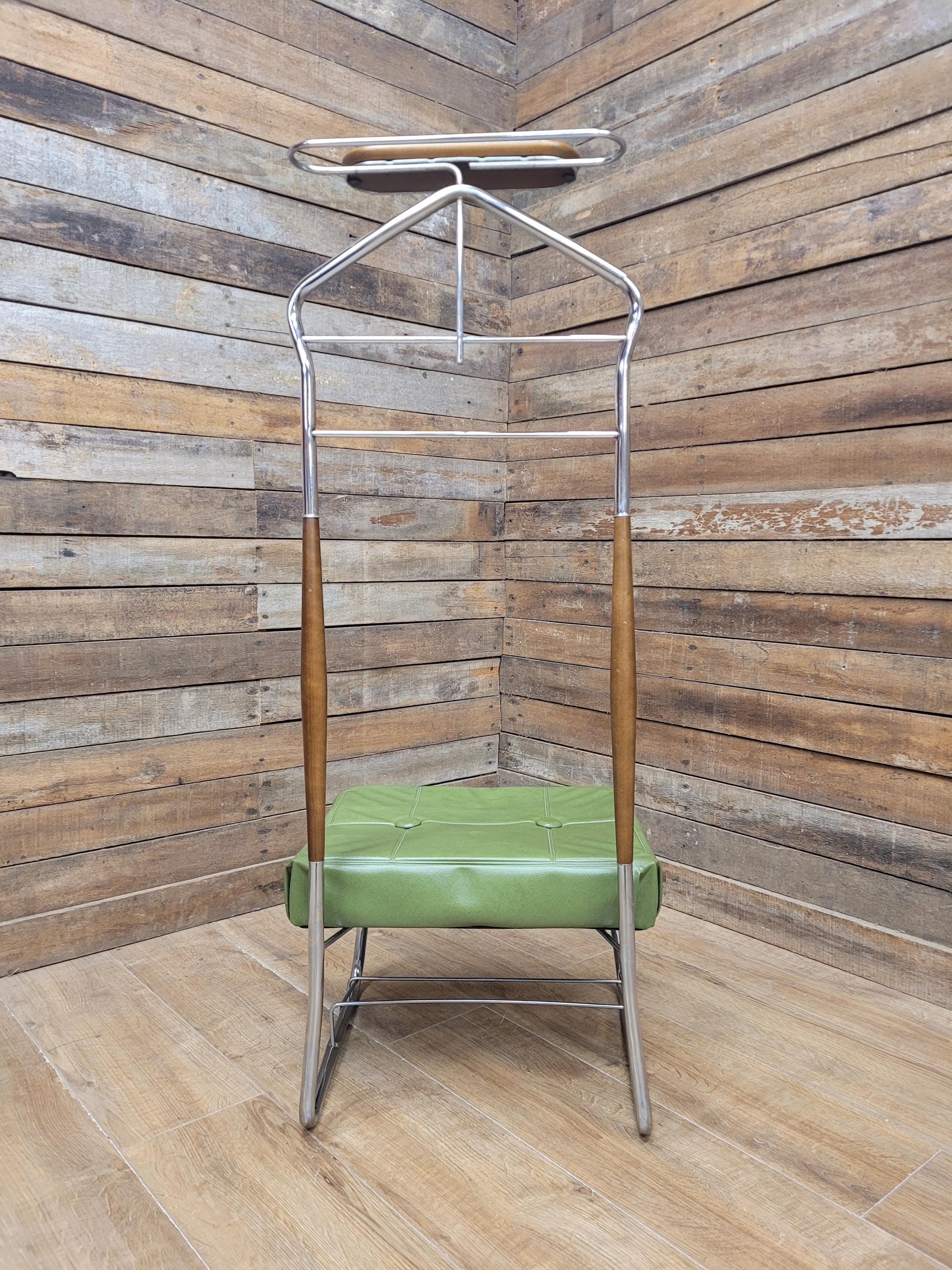 Teak Valet Mens Butler Clothes Stand Vintage Mid Century With Stool Retro Chic