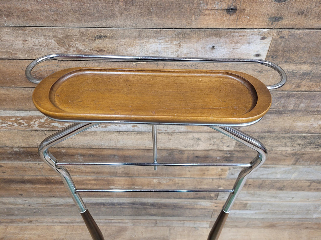 Teak Valet Mens Butler Clothes Stand Vintage Mid Century With Stool Retro Chic