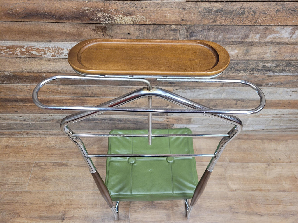 Teak Valet Mens Butler Clothes Stand Vintage Mid Century With Stool Retro Chic