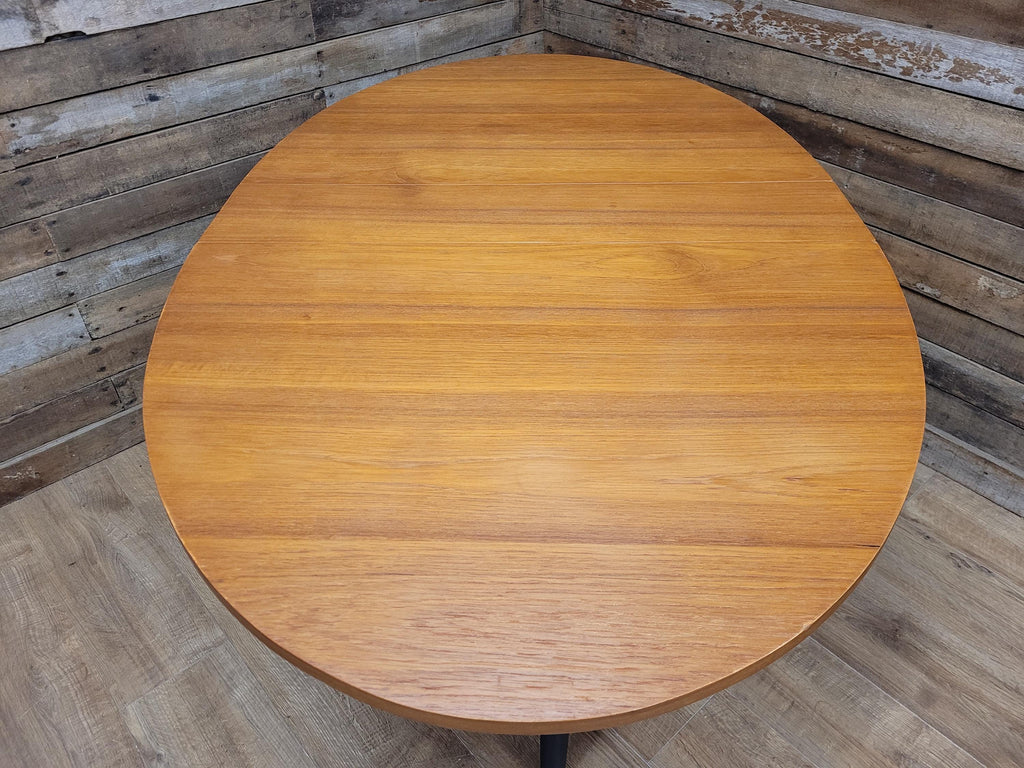Teak Drop Leaf Dining Table Mid Century Oval Folding Compact Painted Base