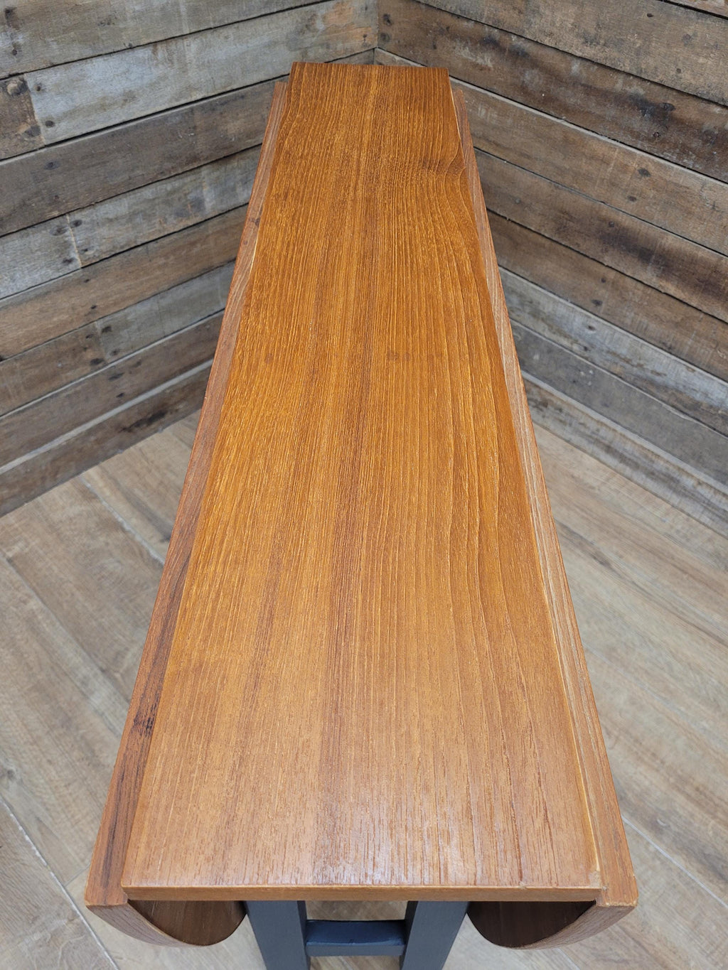 Teak Drop Leaf Dining Table Mid Century Oval Folding Compact Painted Base