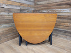 Teak Drop Leaf Dining Table Mid Century Oval Folding Compact Painted Base