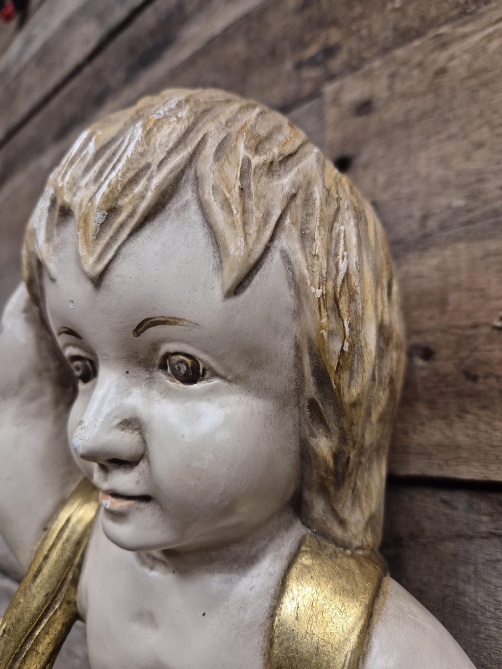 Pair Cherub Wall Plaques Hand Painted Putti Classical Decorative Vintage