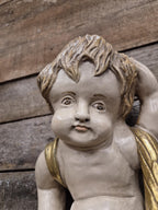 Pair Cherub Wall Plaques Hand Painted Putti Classical Decorative Vintage