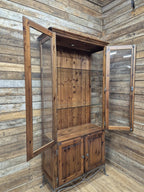 Ducal Pine Display Cabinet Glazed Doors Vintage Storage Cupboard