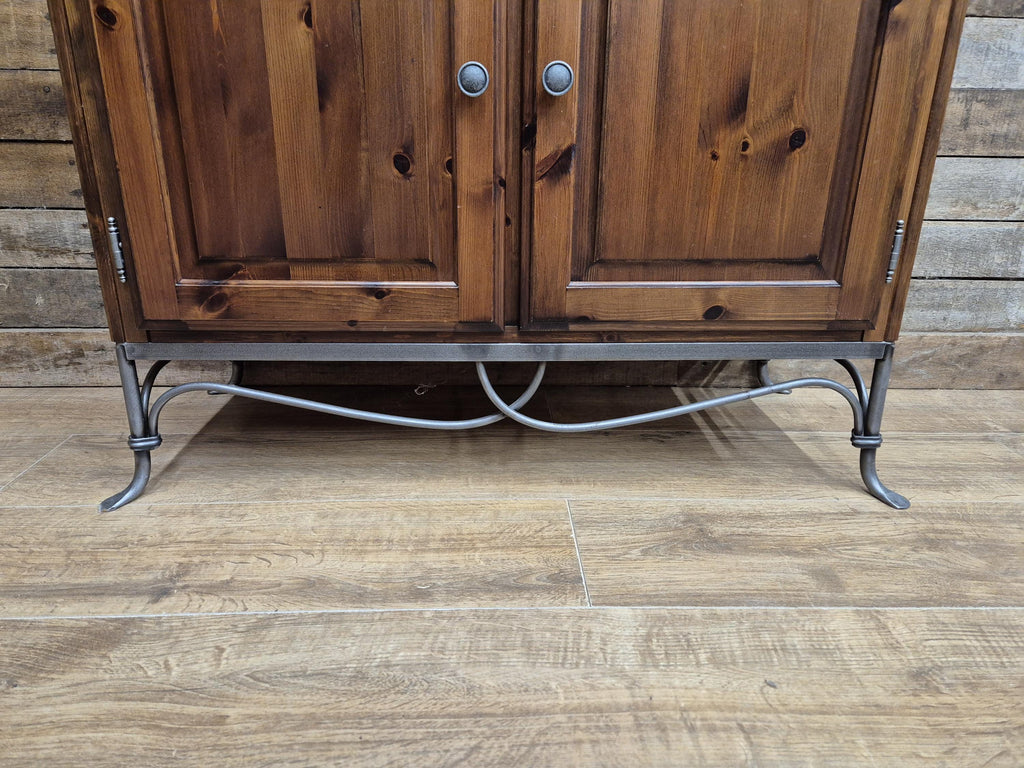 Ducal Pine Display Cabinet Glazed Doors Vintage Storage Cupboard
