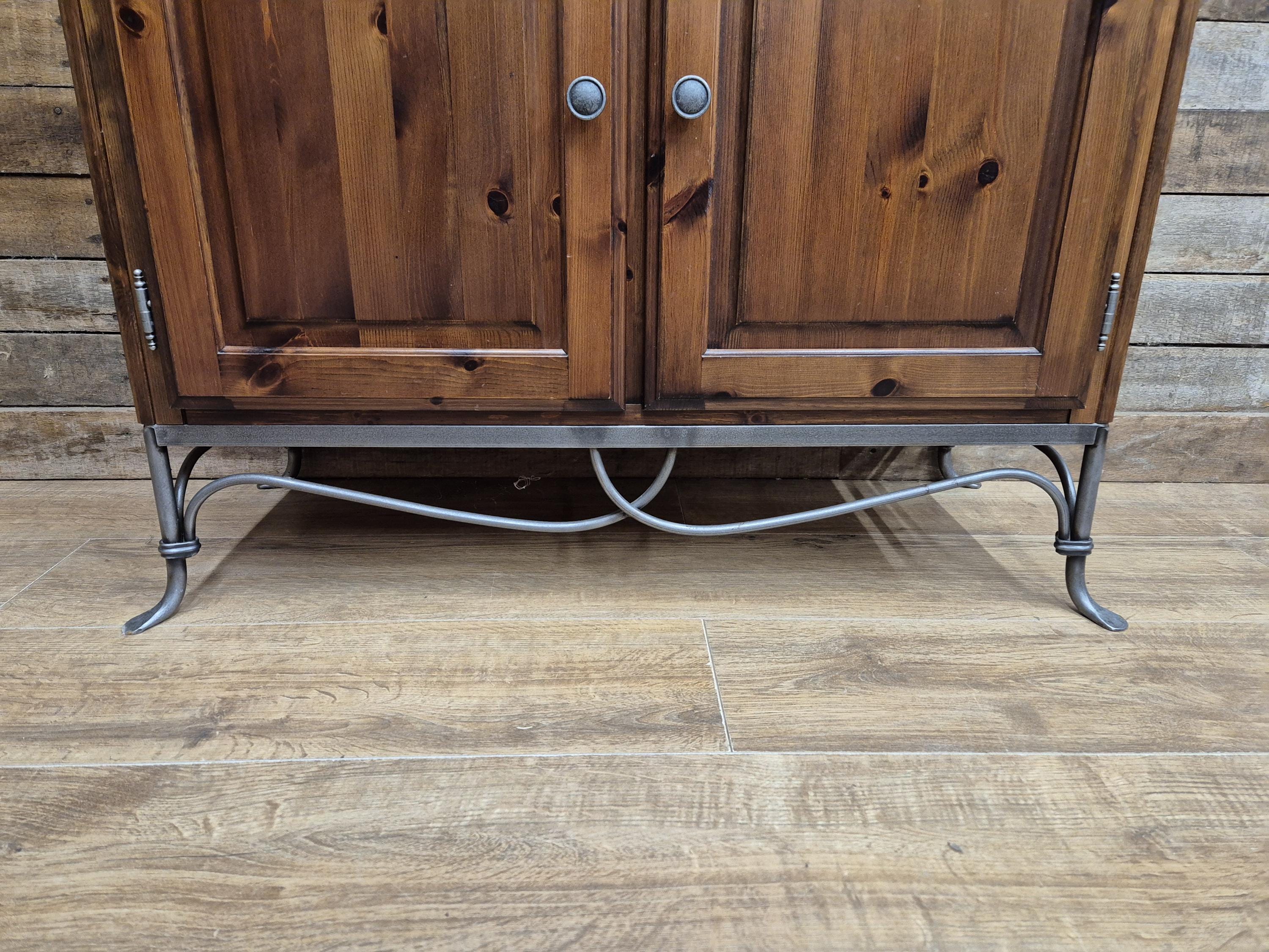 Ducal Pine Display Cabinet Glazed Doors Vintage Storage Cupboard