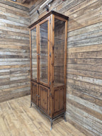 Ducal Pine Display Cabinet Glazed Doors Vintage Storage Cupboard