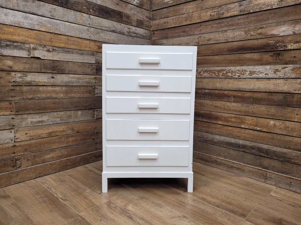 Vintage White Chest Drawers Painted Wooden Tallboy Storage Unit