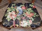 Vintage Wooden Armchair Floral Bird Fabric Accent Seat Open Arm Bedroom Chair