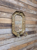 Brass Wall Mirror Candle Sconce Ornate Vintage Baroque Style