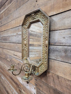 Brass Wall Mirror Candle Sconce Ornate Vintage Baroque Style