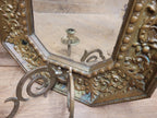 Brass Wall Mirror Candle Sconce Ornate Vintage Baroque Style