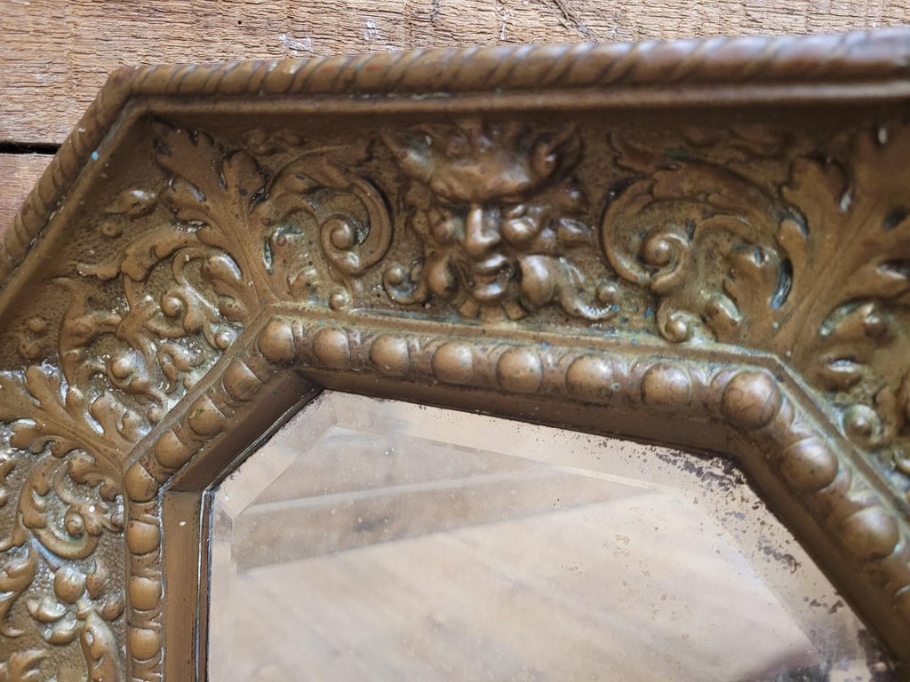 Brass Wall Mirror Candle Sconce Ornate Vintage Baroque Style