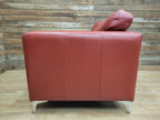 Red Faux Leather Armchair Footstool Retro Style Lounge Chrome Legs