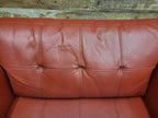 Red Faux Leather Armchair Footstool Retro Style Lounge Chrome Legs