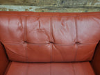 Red Faux Leather Armchair Footstool Retro Style Lounge Chrome Legs