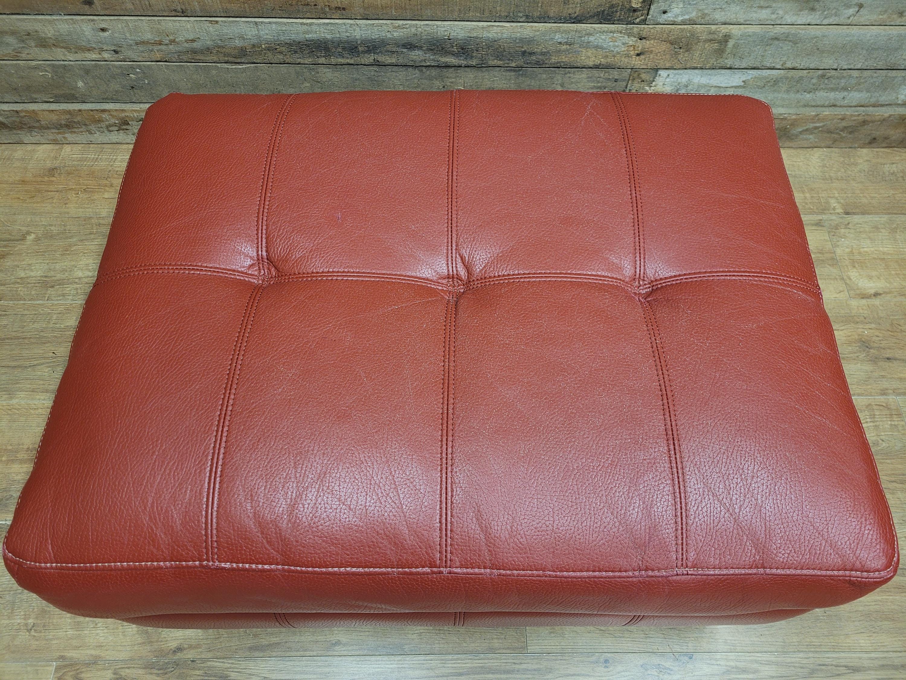 Red Faux Leather Armchair Footstool Retro Style Lounge Chrome Legs