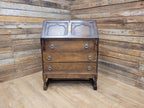Oak Bureau Desk Writing Desk Fall Front Vintage Storage Drawers With Key