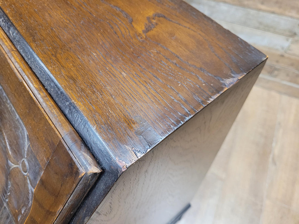 Oak Bureau Desk Writing Desk Fall Front Vintage Storage Drawers With Key
