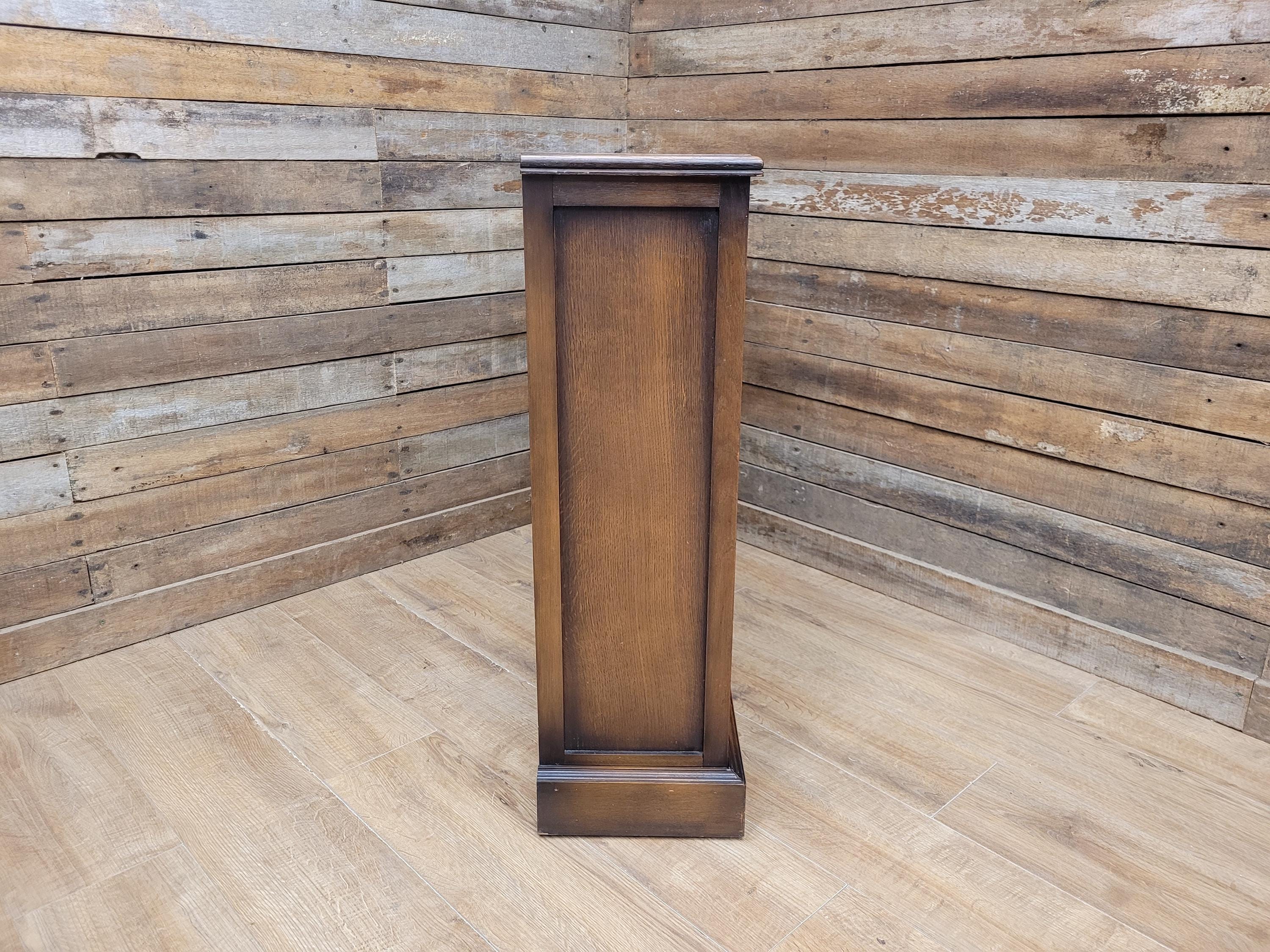 Wood Bros Old Charm Oak Bookcase Vintage Carved Cupboard Drawer Cabinet