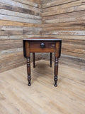 Victorian Mahogany Drop Leaf Table With Drawer On Turned Legs Antique Gate Leg