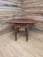 Victorian Mahogany Drop Leaf Table With Drawer On Turned Legs Antique Gate Leg
