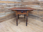 Victorian Mahogany Drop Leaf Table With Drawer On Turned Legs Antique Gate Leg