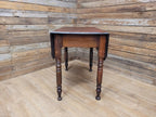 Victorian Mahogany Drop Leaf Table With Drawer On Turned Legs Antique Gate Leg