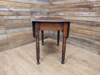 Victorian Mahogany Drop Leaf Table With Drawer On Turned Legs Antique Gate Leg