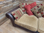 DFS Perez 3 Seater Brown Leather Sofa Scroll Arm Chunky Lounge