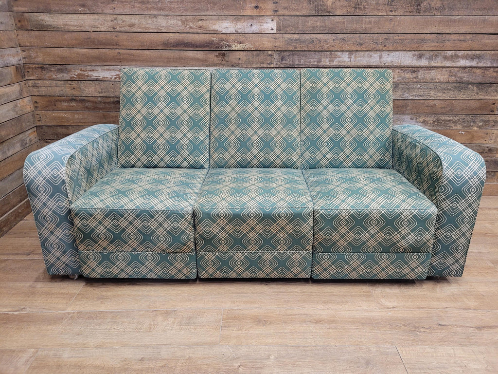 Geometric Fabric Art Deco Style Suite Vintage Sofa Armchairs Modular Sectional