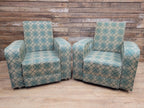 Geometric Fabric Art Deco Style Suite Vintage Sofa Armchairs Modular Sectional