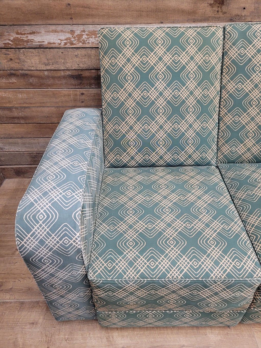 Geometric Fabric Art Deco Style Suite Vintage Sofa Armchairs Modular Sectional