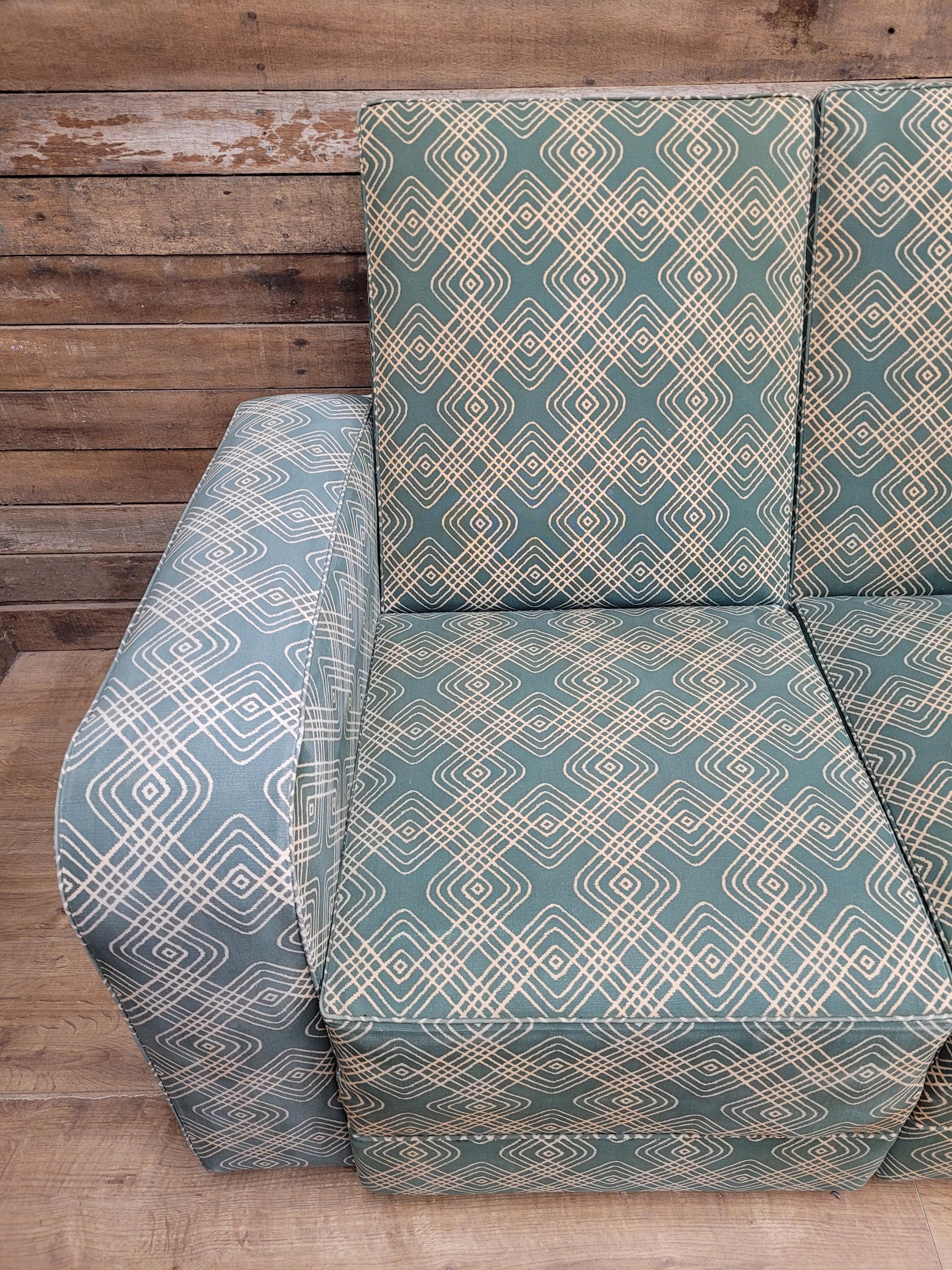 Geometric Fabric Art Deco Style Suite Vintage Sofa Armchairs Modular Sectional