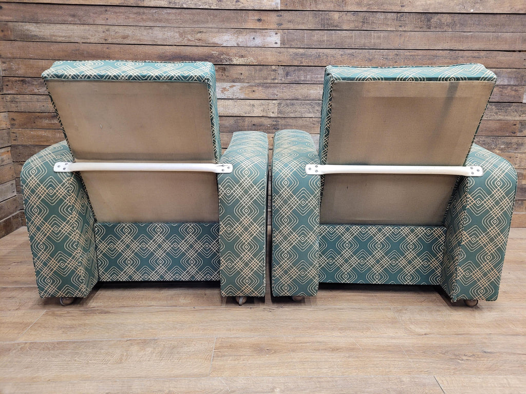 Geometric Fabric Art Deco Style Suite Vintage Sofa Armchairs Modular Sectional