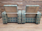 Geometric Fabric Art Deco Style Suite Vintage Sofa Armchairs Modular Sectional